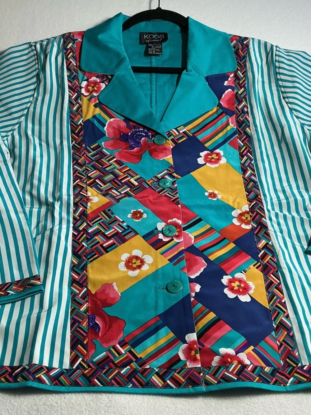 Koos silk reversible colorful jacket size medium - Picture 6 of 15